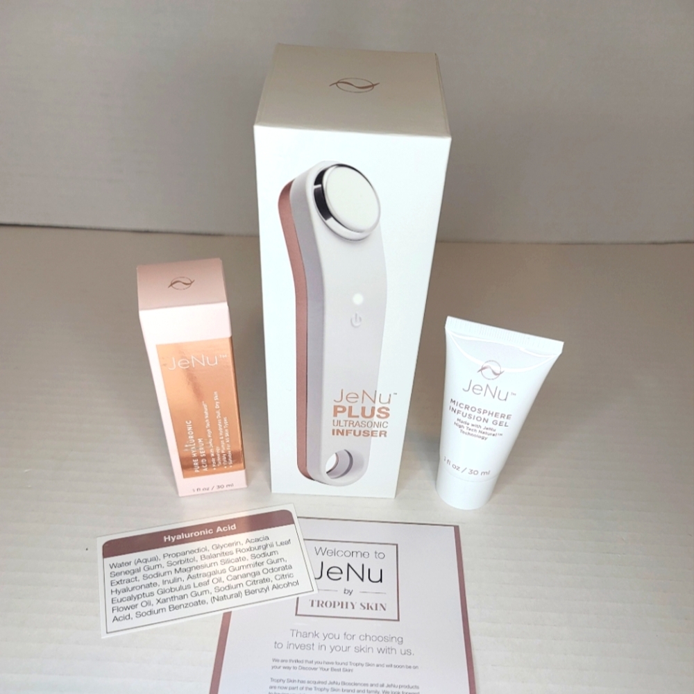 NEW JeNu Plus Ultrasonic Infuser Kit w/ Infusion Gel & Hyaluronic Acid Serum
